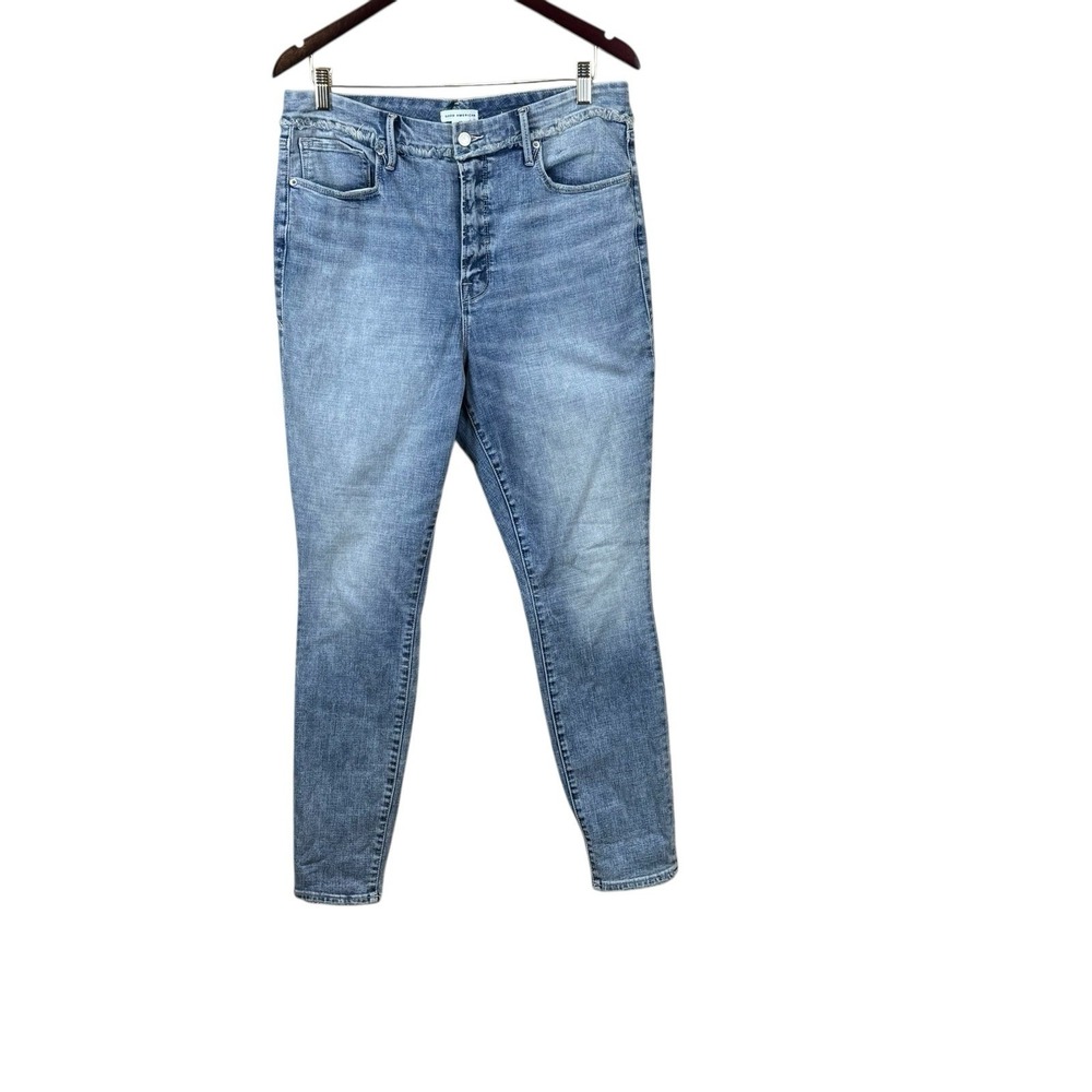 Good American Women's Good Waist‎ Frayed Skinny Jeans Size 15